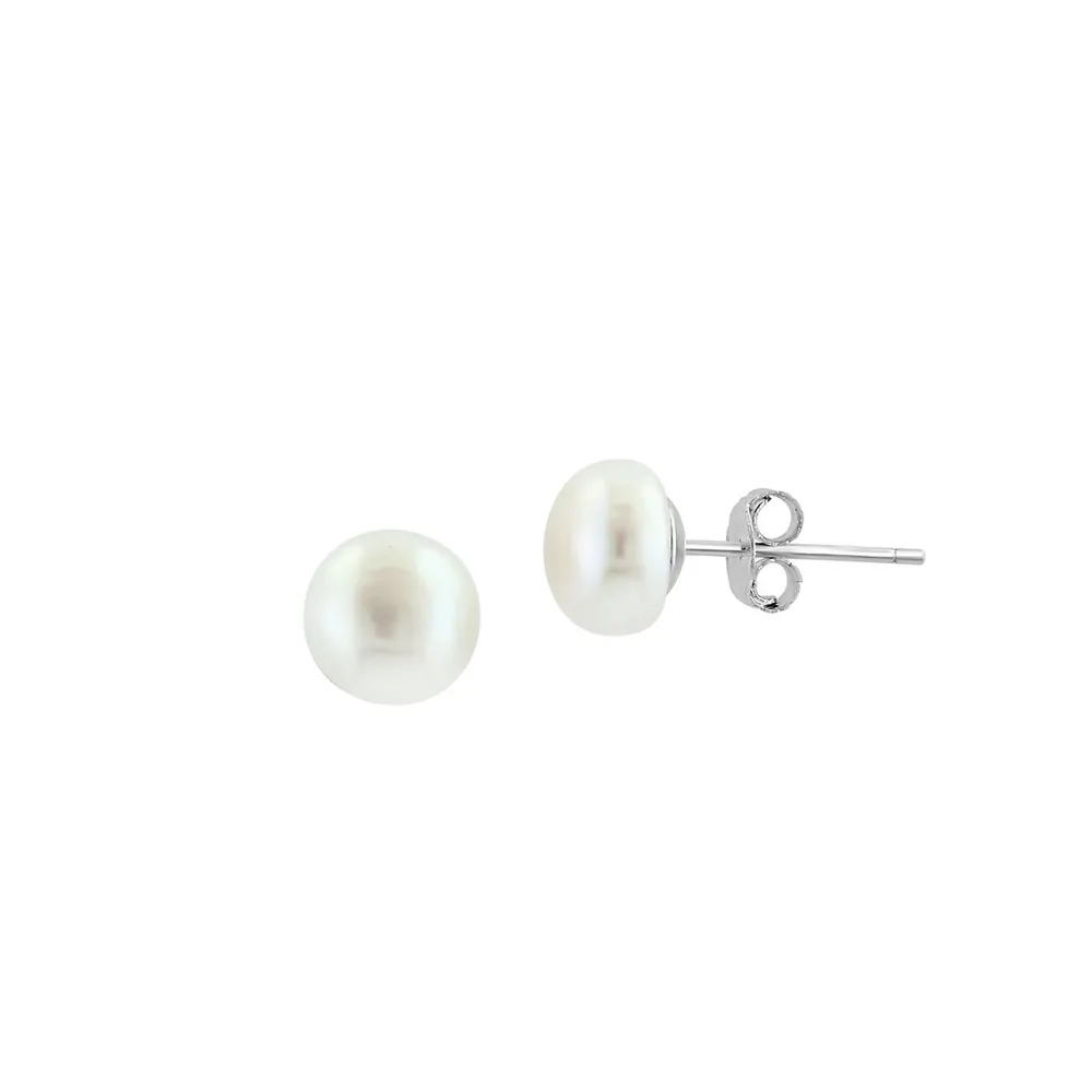 3-Piece Sterling Silver & 6MM-10MM Freshwater Pearl Stud Earring Set