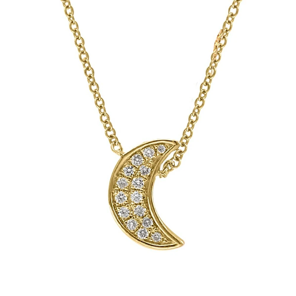 Yellow Gold Over Sterling Silver & 0.08 CT. T.W. Diamond Half-Moon Pendant Necklace