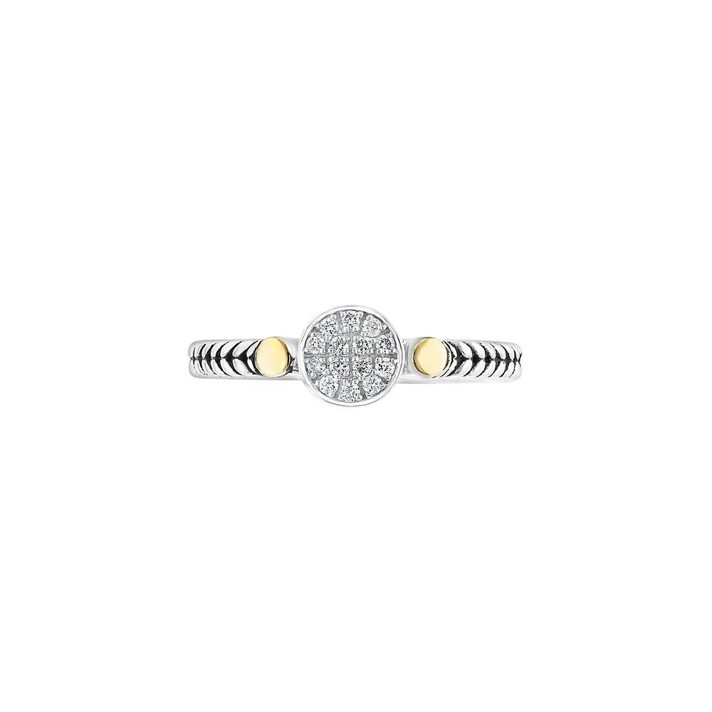 Sterling Silver, 18K Yellow Gold & 0.09 CT. T.W. Diamond Ring