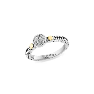 Sterling Silver, 18K Yellow Gold & 0.09 CT. T.W. Diamond Ring