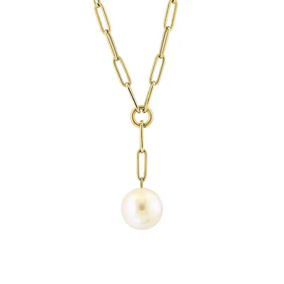 Pearl 14K Yellow Gold & 11MM Round Freshwater Pearl Pendant Necklace