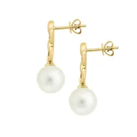 Pearls 14K Yellow Gold & 9MM Freshwater Pearl Drop Earrings