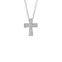 Collier avec pendentif en forme de croix en argent sterling avec diamants 0,08 ct PT