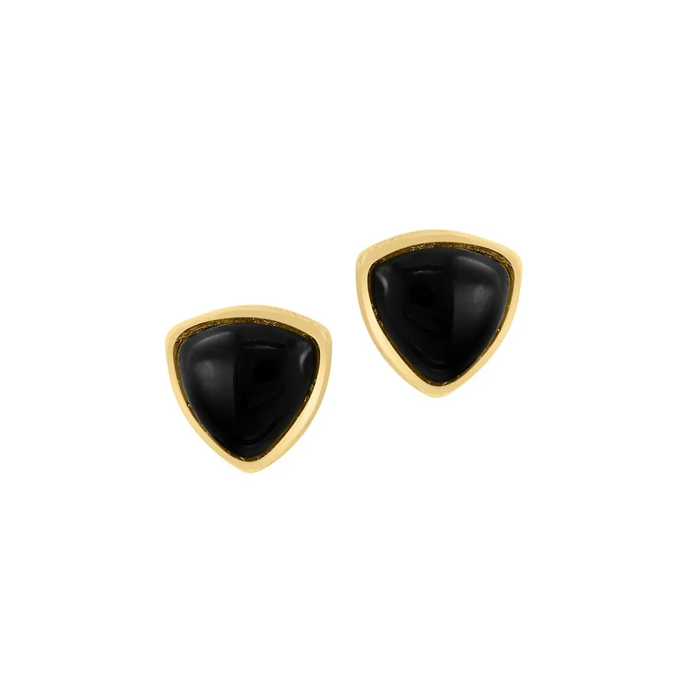 Eclipse 14K Yellow Gold Onyx Earrings