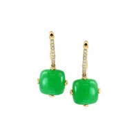 Jade 14K Yellow Gold & 0.14 CT. T.W. Diamond Drop Earrings
