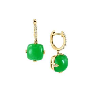 Jade 14K Yellow Gold & 0.14 CT. T.W. Diamond Drop Earrings