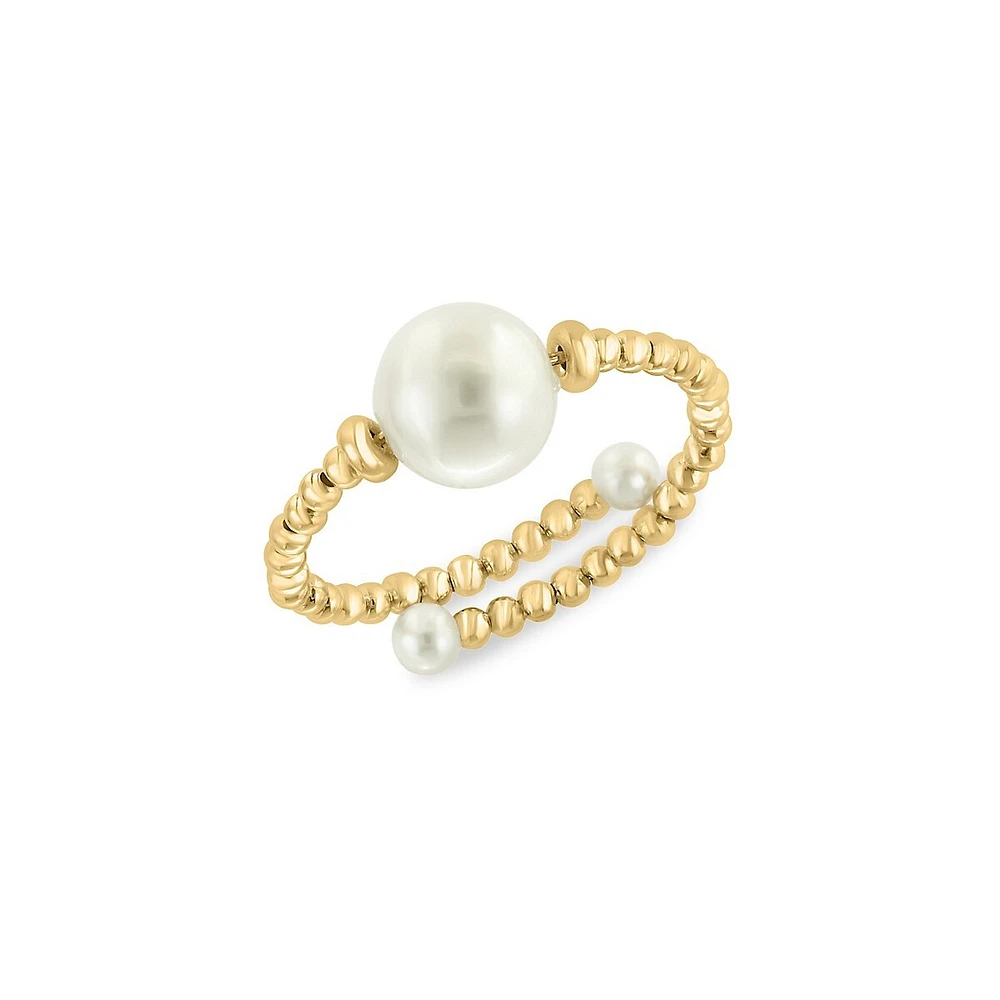 Pearls 14K Yellow Gold, 3MM & 8MM Freshwater Pearl Ring