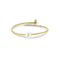 14K Yellow Gold & 3MM-8MM Freshwater Pearl Bangle Bracelet