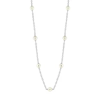 Sterling Silver & 9MM Freshwater Pearl Station Necklace