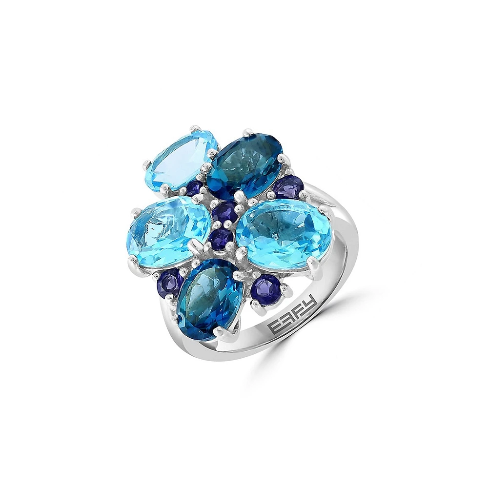 Sterling Silver & Multi-Stone Cluster Ring