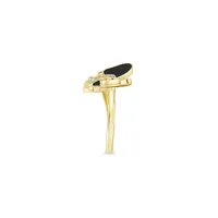 14K Yellow Gold, 0.12 CT. T.W. Diamond & Onyx Butterfly Open Ring