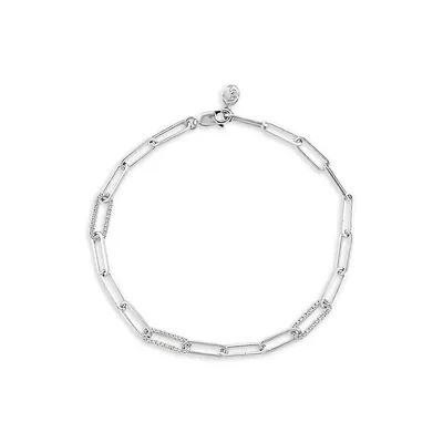 Sterling Silver & 0.28 CT. T.W. Diamond Chainlink Bracelet