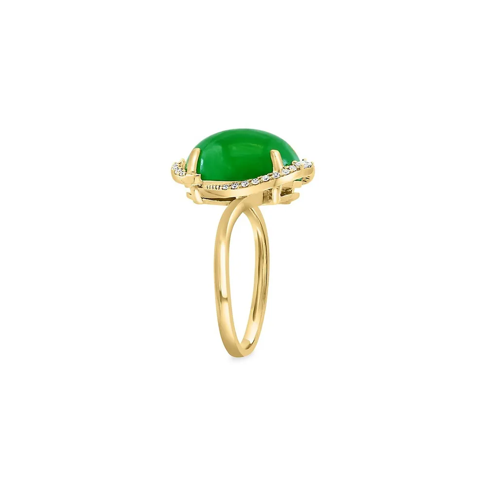 Jade 14K Yellow Gold & 0.13 CT. T.W. Diamond Ring