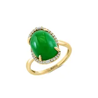 Jade 14K Yellow Gold & 0.13 CT. T.W. Diamond Ring