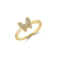 Gold Over Sterling Silver & 0.08 CT.T.W. Diamond Butterfly Ring