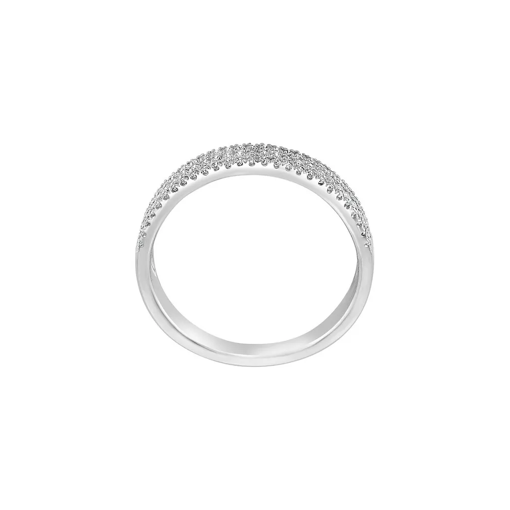 Sterling Silver & 0.23 CT. T.W. Pavé Diamond Ring