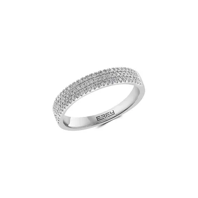 Sterling Silver & 0.23 CT. T.W. Pavé Diamond Ring