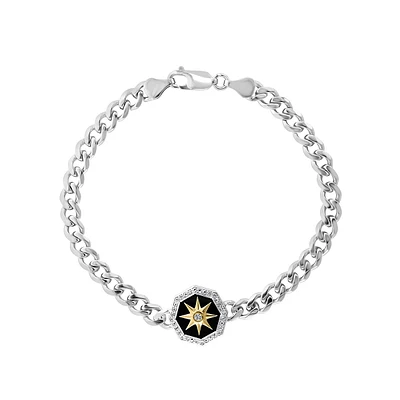 EFFY 925 STERLING SILVER ,WHITE SAPPHIRE,ONYX BRACELET