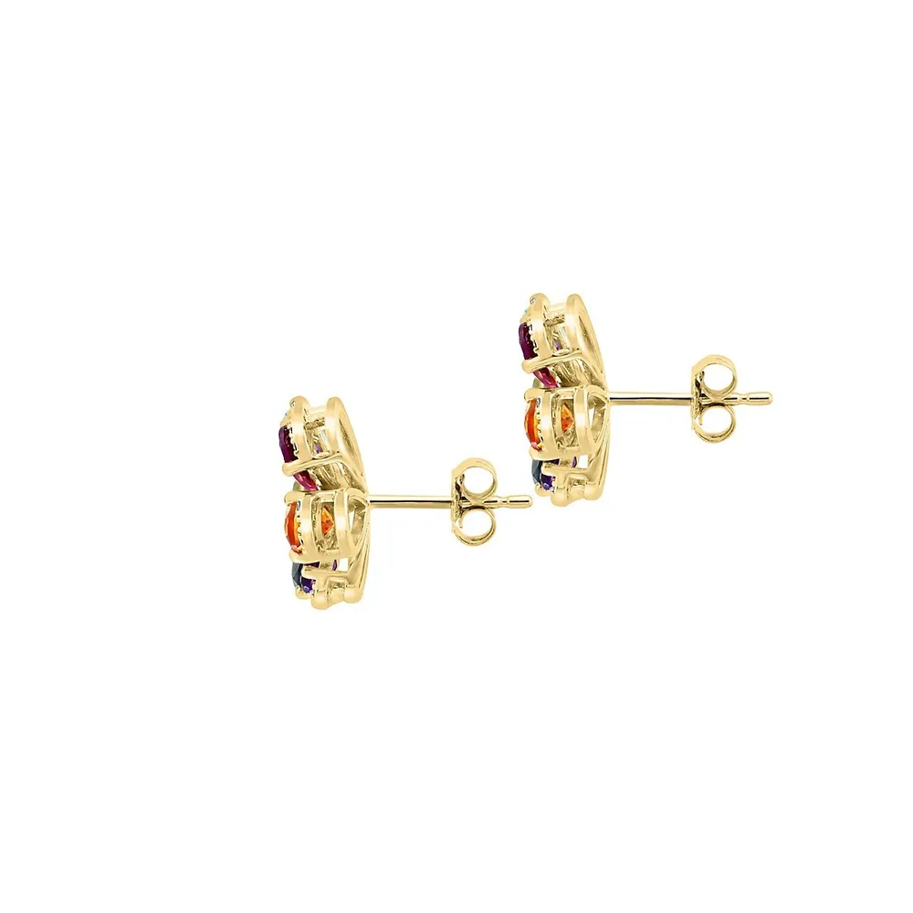 Mosaic 14K Yellow Gold & Multistone Drop Earrings