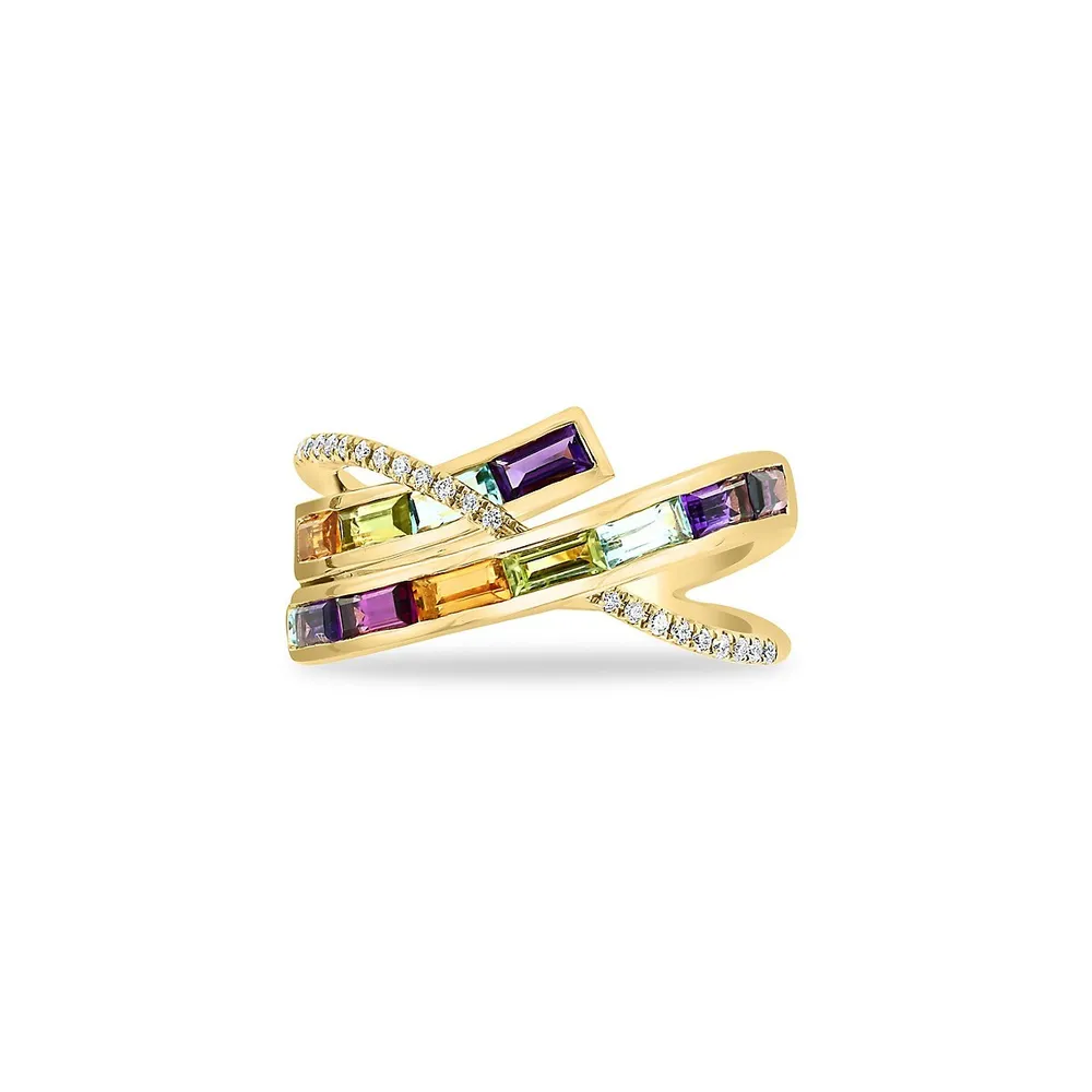 Mosaic 14K Yellow Gold & Multistone Ring