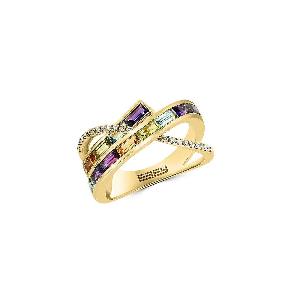 Mosaic 14K Yellow Gold & Multistone Ring