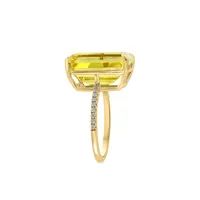 Sunrise 14K Yellow Gold, Lemon Quartz & 0.13 CT. T.W. Diamond Ring