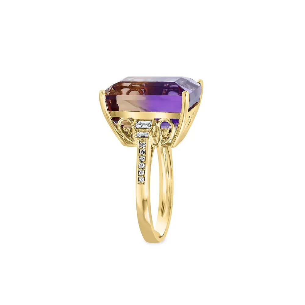 Ametrine 14K Yellow Gold & 0.16 CT. T.W. Diamond Ring