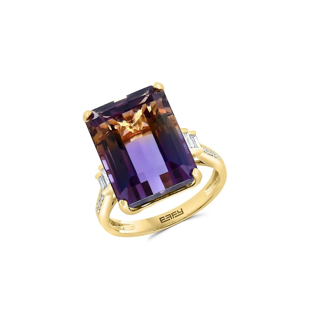 Ametrine 14K Yellow Gold & 0.16 CT. T.W. Diamond Ring