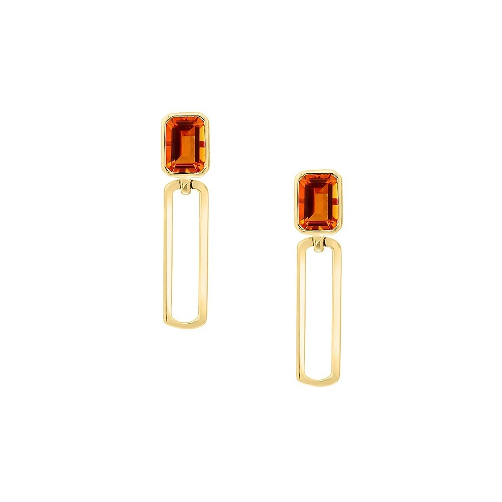 Pendants d'oreilles en or jaune 14 ct à citrine Sunset