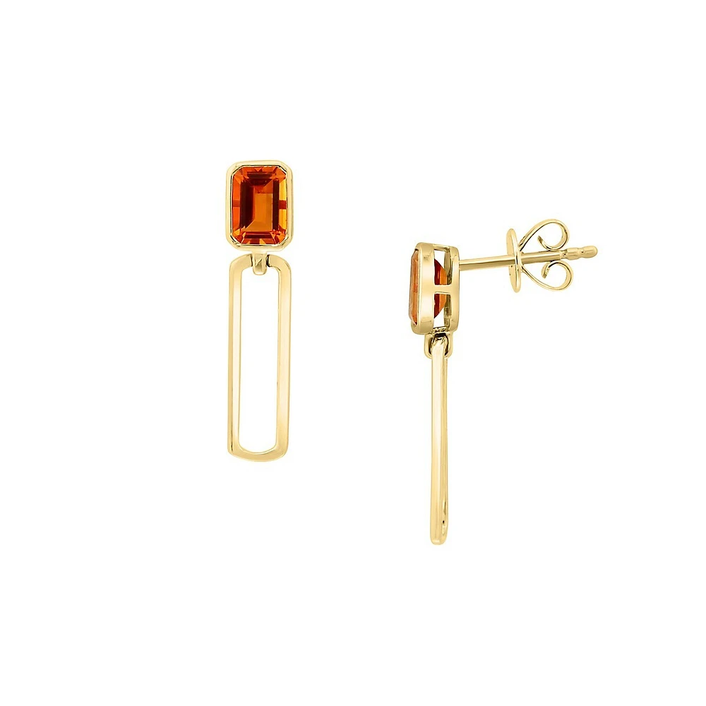 Sunset 14K Yellow Gold & Citrine Drop Earrings