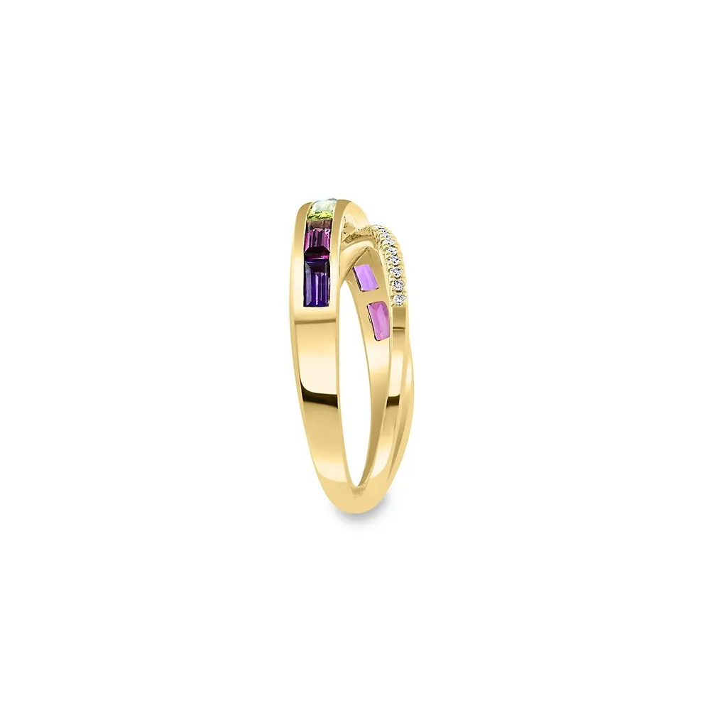 Mosaic 14K Yellow Gold, Multistone & 0.07 CT. T.W. Diamond Ring