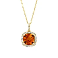 14K Yellow Gold, Citrine & 0.32 CT. T.W. Diamond Pendant Necklace