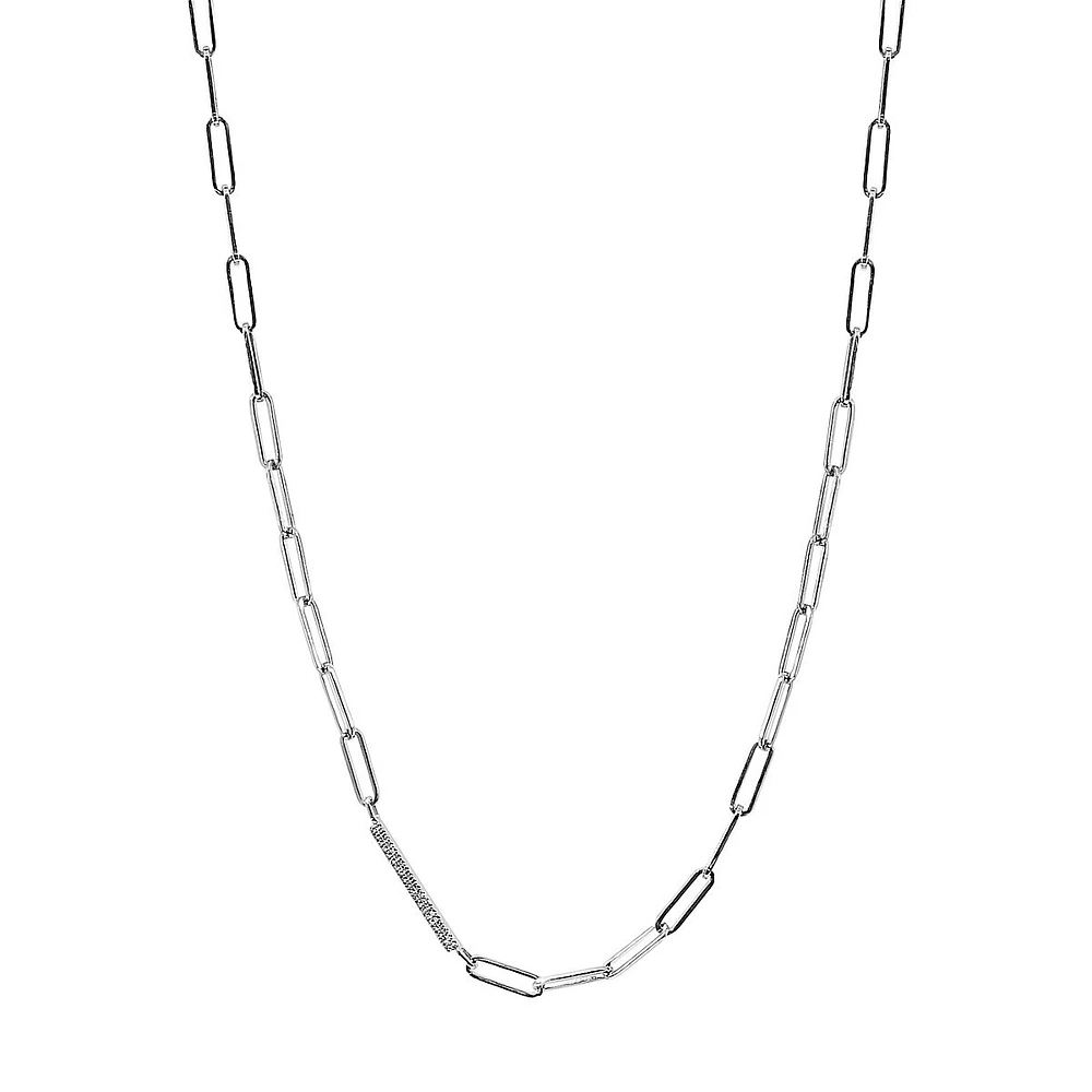 Collier avec maillons en argent sterling en chaîne avec diamants 0,11 ct PT