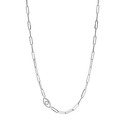 Sterling Silver & 0.13 CT. T.W. Diamond Evil Eye Chainlink Necklace