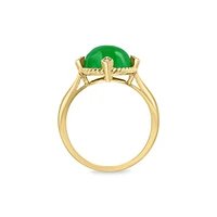 14K Yellow Gold, 0.02 CT. T.W. Diamond & Jade Ring