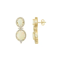 14K Yellow Gold, Opal & 0.92 CT. T.W. Diamond Drop Earrings