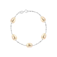 Sterling Silver & 7MM Peach Freshwater Pearl Bracelet