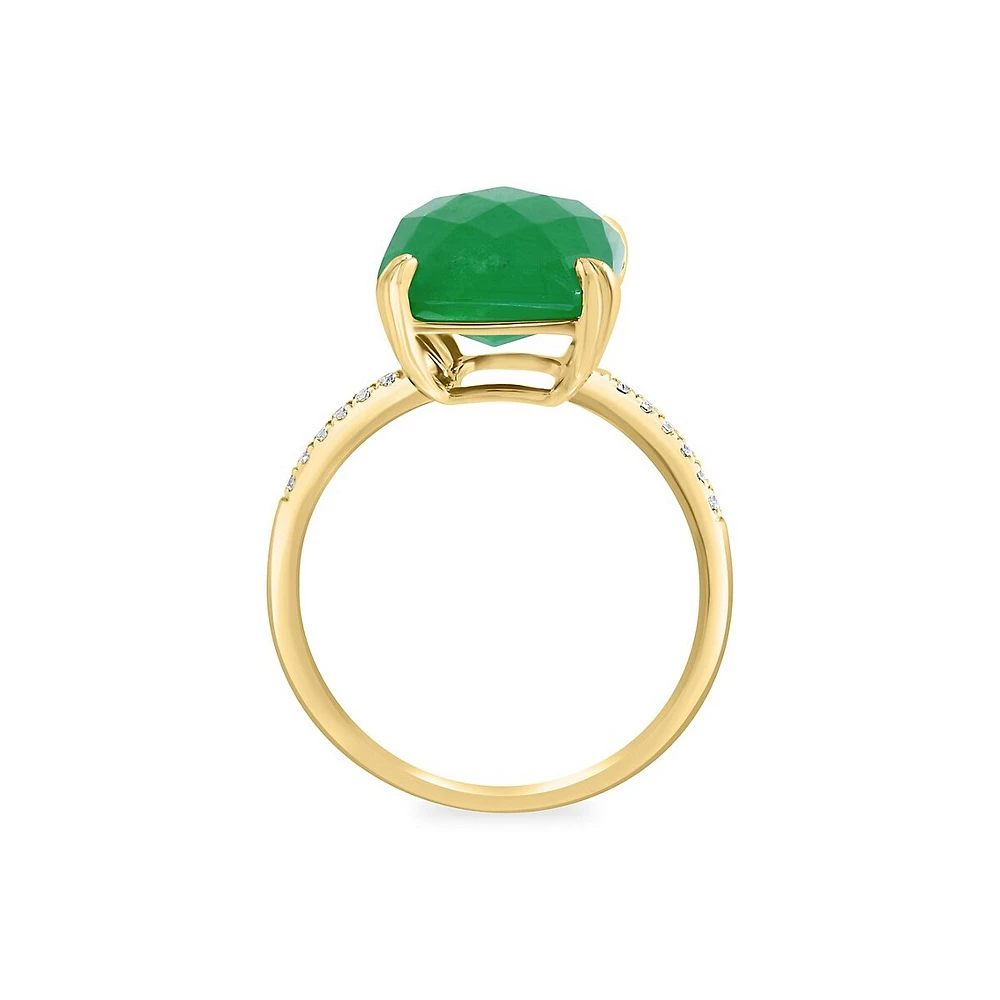 Bague en or jaune 14 cT, jade et diamants 0,06 cT T.W.