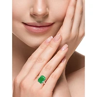 Bague en or jaune 14 cT, jade et diamants 0,06 cT T.W.