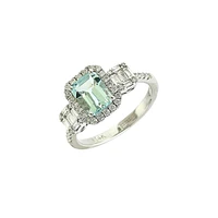 Bague en or blanc 14 ct avec aigue-marine et diamants de 0,54 ct (PT)