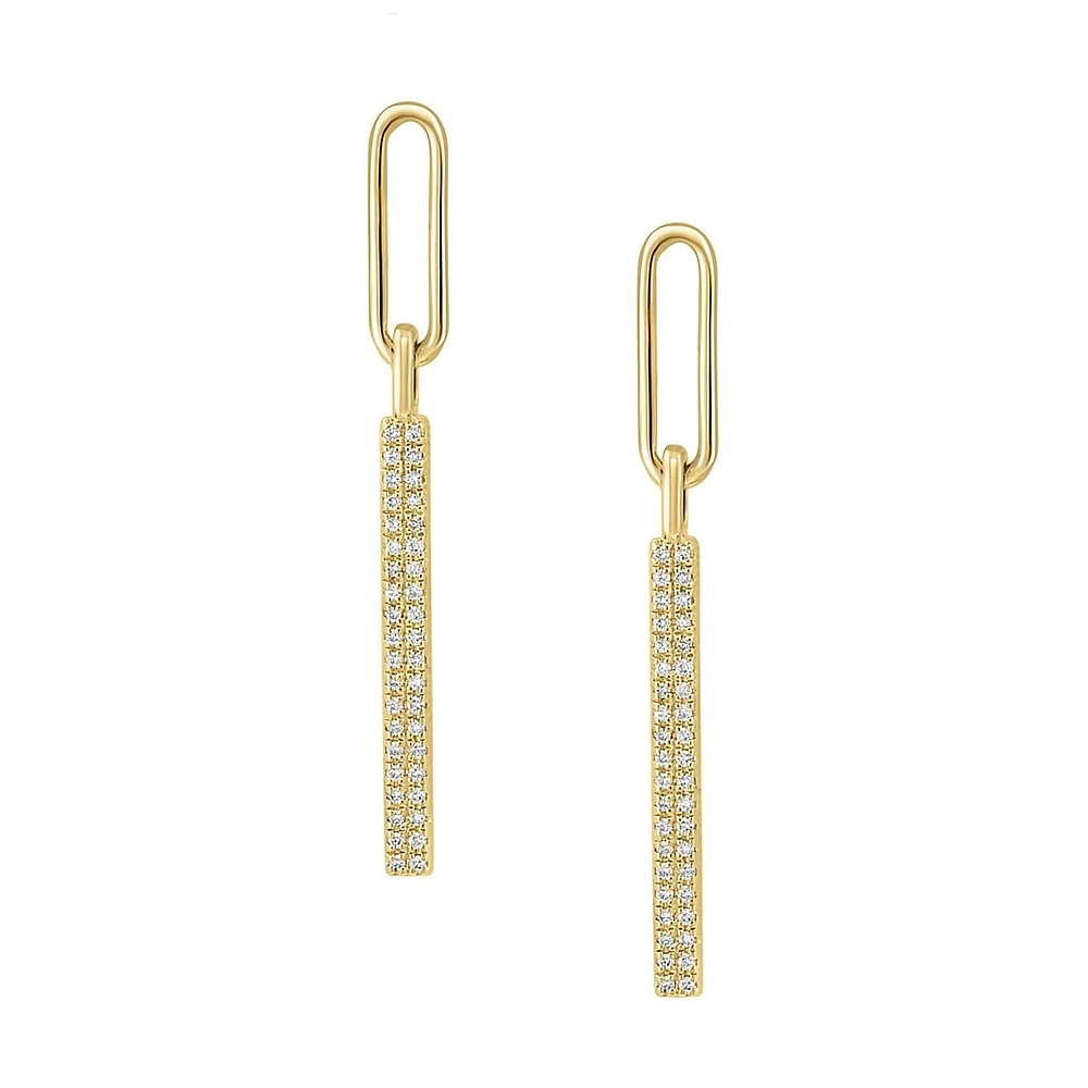 Yellow Gold Over Sterling Silver & 0.23 CT. T.W. Diamond Linear Earrings