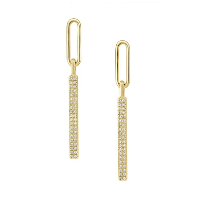 Yellow Gold Over Sterling Silver & 0.23 CT. T.W. Diamond Linear Earrings