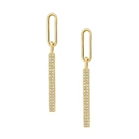 Yellow Gold Over Sterling Silver & 0.23 CT. T.W. Diamond Linear Earrings