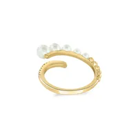 14K Yellow Gold, 2.5-3-3.5-4-4.5MM Freshwater Pearl & 0.1 CT. T.W. Diamond Ring