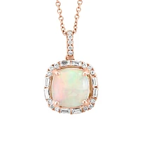 Collier en or rose 14 ct avec pendentif à opale éthiopienne et à diamants de 0,32 ct (PT)