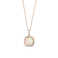 Collier en or rose 14 ct avec pendentif à opale éthiopienne et à diamants de 0,32 ct (PT)