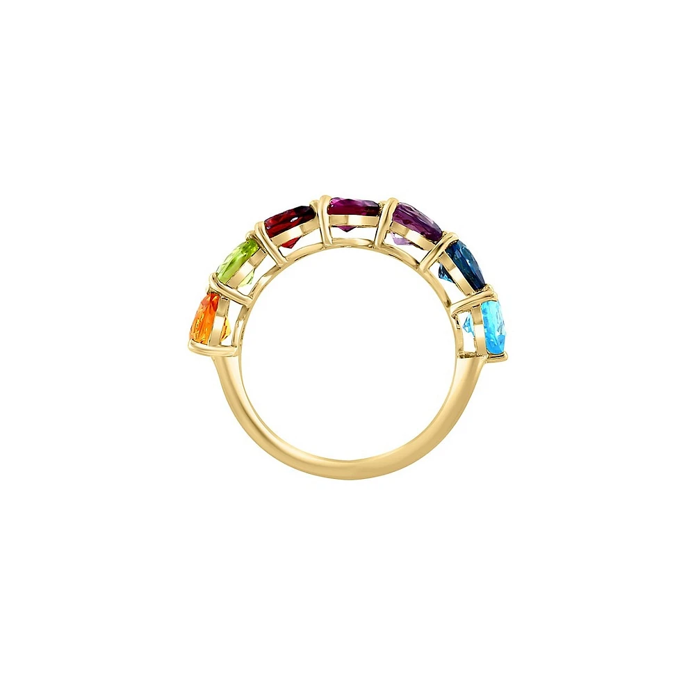 14K Yellow Gold Multi-Stone Sweetheart Ring