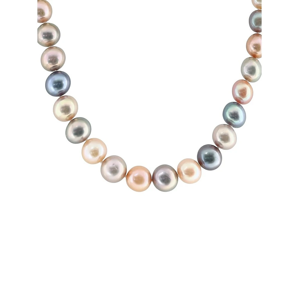 10-12MM Multi-Tone Freshwater Pearl & Sterling Silver Necklace