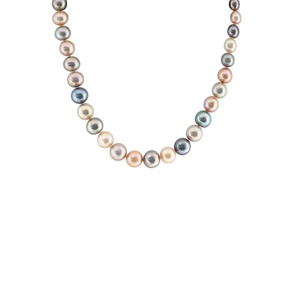 Perles d'eau douce multicolores de 10 à 12 mm et perles d'eau douce. Collier en argent sterling