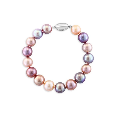 10-12MM Multi-Tone Freshwater Pearl & Sterling Silver Bracelet